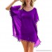 QIUYEJUO Womens Beach Cover ups Tassel Bikini Beachwear Bathing Suit Swimwear Cover up Dress Purple B07DPJ2R7L